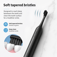 Cepillo de Dientes Eléctrico Negro con Luz Nocturna, Carga Magnética, 1 Modo, IPX7, TPU, con Etiqueta Personalizada