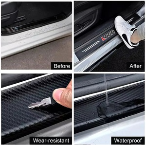 Autocollants de protection universels en fibre de carbone pour seuil de porte de voiture, anti-rayures, protection de plaque de seuil de porte, décalcomanies - Product Image 2