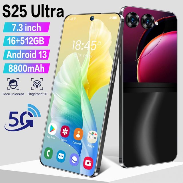 Latest Global Version Smartphone S25 Ultra+ Fold Design Phone High Refresh Rate Screen GPS Spotify 5g LTE Cell Mobile Phone