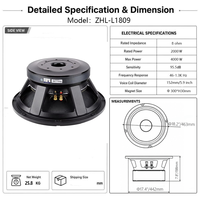 Subwoofer passif professionnel en métal de 18 pouces, 2000W RMS, haut-parleur PA, bobine vocale de 152 mm, aimant de 300 mm, système audio de scène respectueux de l'environnement