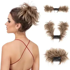 Hairpiece Fluffy Clip In Extension Hair Bun Messy Chignon Scrunchie Combs In Chignon Hair Piece Blonde Brown Synthetic Hair