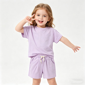 Nuovo Arrivo 2026: Set Abbigliamento <span class=keywords><strong>Bambina</strong></span> in Bambù 2 Pezzi - T-Shirt a Maniche Corte e <span class=keywords><strong>Pantaloncini</strong></span> Tinta Unita, Completo Casual per Bambini - Product Image 2
