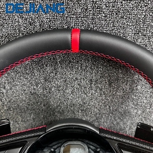 Volante Deportivo de Cuero con Base Plana Personalizado para <span class=keywords><strong>Audi</strong></span> 2014 2015 2016 S6 S7 A4 A5 A6 A7 Q3 Q5 A3 S3 S8 con Franja Roja - Product Image 5