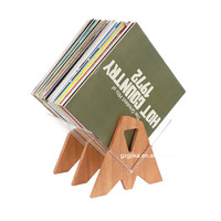 Collection de disques Porte-disques de stockage Collection de vinyles 12 'Sapele et acrylique de haute qualité et capacité 20-30