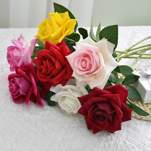 AF10103 vendita calda artificiali grandi Rose mazzo <span class=keywords><strong>di</strong></span> <span class=keywords><strong>fiori</strong></span> <span class=keywords><strong>di</strong></span> seta giardino rosso singolo velluto rosa floreale - Product Image 1