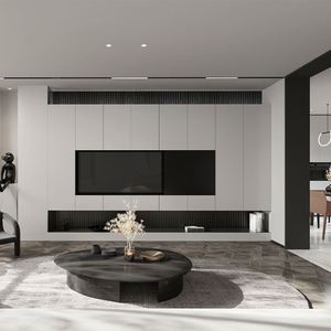 Meuble TV moderne pour salon, ensemble complet, avec portes vitrées, design tendance - Product Image 3
