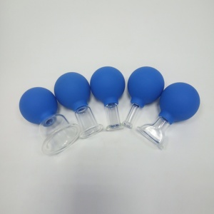 Keluaran baru Set bekam 5 cangkir kaca datar, pijat TCM karet badan kotak hadiah alat terapi hisap vakum grosir - Product Image 2