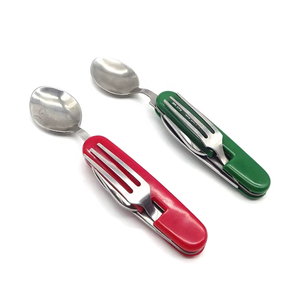 Couverts jetables pliables en stock, cuillères, fourchettes, couteaux, réutilisables, écologiques, ensembles de vaisselle de camping en plein air - Product Image 1