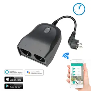 Eu Standard Outdoor IP44 Waterproof Smart Wifi Plug And Multi Plug Socket With Voice Remote App Control For General Purpose