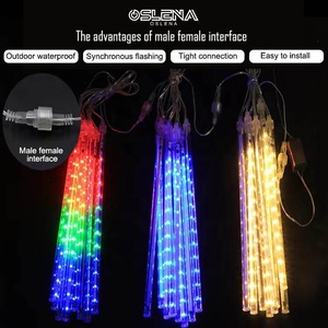 Thay đổi màu sắc thông minh Meteor Shower <span class=keywords><strong>LED</strong></span> năng lượng mặt trời mưa ánh sáng đầy màu sắc Cây Treo 3D Motif giáng sinh trang trí chuỗi đèn - Product Image 2