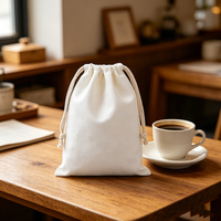Sacs en toile blancs unis avec cordon de serrage, sacs de rangement en toile écologiques, pochettes pour emballages cadeaux