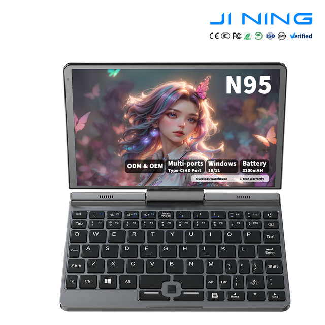 New 8 Inch Mini Laptop Intel N95 12GB DDR5 512GB SSD Touch Screen 360 Rotating Metal OEM ODM Factory Windows 11 Pro for Business