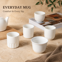 Tasse à thé et soucoupe en céramique blanche pour restaurant, service de thé matinal et repas, vente en gros pour la mise en table des hôtels