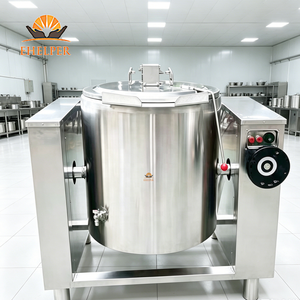 Olla <span class=keywords><strong>de</strong></span> cocción doblemente aislada e inclinable con revestimiento interior 304 y capa <span class=keywords><strong>de</strong></span> agua para calentamiento uniforme, ideal para guisar, hacer caldo <span class=keywords><strong>de</strong></span> huesos y hervir leche. - Product Image 1