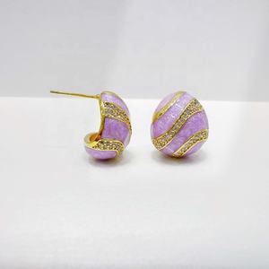 Pendientes grandes de plata de ley 925 personalizados, estilo occidental único, joyería de moda, geométricos, gruesos, chapados en oro de 14k, con esmalte. - Product Image 5