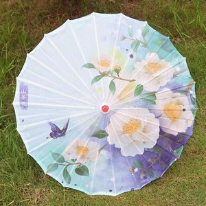 Parapluie décoratif DIY 1 pièce en tissu de soie pour femmes, motif fleurs de cerisier japonaises, danse ancienne, parapluie chinois en papier huilé - Product Image 1