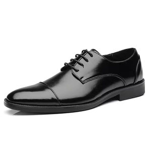 New British Casual Luxury Handcrafted Men's Oxford Leather <b>Waterproof</b> Evergreen Formal <b>Slip</b>-<b>On</b> Anti-<b>Slip</b> <b>Shoes</b> for Wedding - Product Image 3