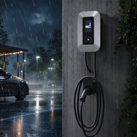 Borne de recharge murale AC 32A 22kW NECS Silver EVSE, corps métallique IP55 Type 2, pour usage extérieur, certifiée CE