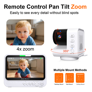 Moniteur Bébé Sans Fil avec Écran LCD HD 7 Pouces, 8 Berceuses, Vision Nocturne et Diurne, Résolution 720p, Caméra Audio Vidéo Sans WiFi - Product Image 5