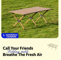 Camping-Klapptisch im Egg-Roll-Design, wasserdicht, aus Kohlenstoffstahl, tragbar, individuelles modernes Design für Picknick und Strand im Freien