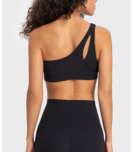 Vendita all'ingrosso su misura signore Outdoor <span class=keywords><strong>Fitness</strong></span> Yoga Wear Sexy costine monospalla sport Gym reggiseno Top taglie forti donna Outdoor <span class=keywords><strong>Fitness</strong></span> - Product Image 6