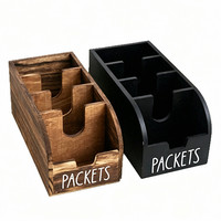 Organisateur de rangement pour sachets de thé, organiseur de comptoir à 4 compartiments pour collations, support pour sachets d'épices, organisateur de sachets d'assaisonnements en bois