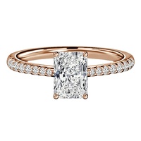 IGI-Zertifizierter CVD Labor-Gezüchteter Diamant 10k 14k 18k Gold Verlobungsring Radiantschliff Roségold Pavé-Diamantband