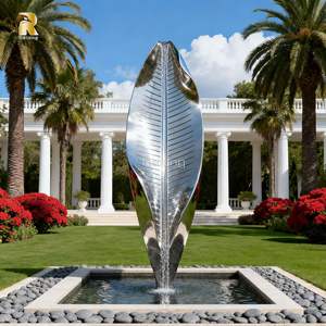 Statua <span class=keywords><strong>fontana</strong></span> d'acqua in acciaio inox lucidato grande arte astratta per parco giardino all'aperto - Product Image 1
