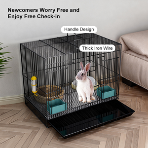 <span class=keywords><strong>Cage</strong></span> à lapins pliable en fil de fer cryptée pour lapins nains, cochons d'Inde et poulets - Nid d'intérieur toutes saisons pour animaux de compagnie - Product Image 2