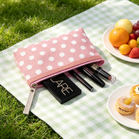 Sac de maquillage portable en toile avec fermeture éclair, personnalisable, écologique, vente chaude, pour l'extérieur