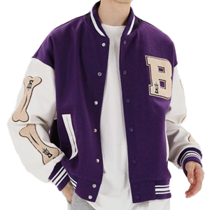 Chaqueta Bomber Retro de Béisbol para Hombre, de Algodón, Estilo Hip Hop, con Botones de Cuerno, Parches Bordados de Chenilla, Chaqueta Universitaria de Lana con Letras - Product Image 1