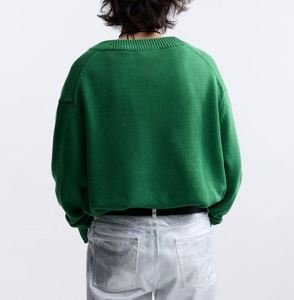 Suéter de punto con cuello en V suelto informal personalizado, suéter de algodón de manga larga para hombre, suéter de alta calidad - Product Image 3
