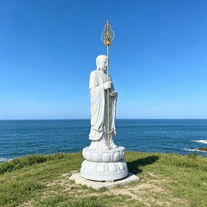 Statue de Bouddha Ksitigarbha, Liontin, Bodhidharma, <span class=keywords><strong>Jizo</strong></span>, Sculpture Zen en Pierre Naturelle, Grande Statue Debout à Vendre - Product Image 2