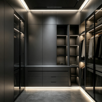 Armoire dressing sur mesure de luxe, directement de l'usine, avec portes vitrées, éclairage LED intégré, moderne et autoportante pour chambre à coucher