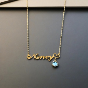 Collar con Nombre Personalizado <span class=keywords><strong>y</strong></span> Piedra <span class=keywords><strong>de</strong></span> Nacimiento, Colgante <span class=keywords><strong>de</strong></span> Corazón <span class=keywords><strong>de</strong></span> Acero Inoxidable con Piedra <span class=keywords><strong>de</strong></span> Nacimiento <span class=keywords><strong>de</strong></span> 12 Meses para Mujeres, Mamá, Enamoradas - Product Image 3