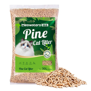 Litière pour chat en bois en gros, 30L, biodégradable, sans poussière, ultra absorbante, granulés de bois de pin, chatons, couleur bois, non agglomérant - Product Image 1