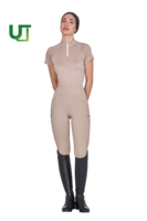 Polo pour femme d'équitation, nouvelle conception personnalisée OEM, avec fermeture éclair sur le devant, tendance