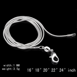 Rinhoo collane a catena <span class=keywords><strong>serpente</strong></span> liscio placcato argento da 1MM <span class=keywords><strong>con</strong></span> gioielli girocollo stampati dimensioni 16 18 20 22 24 pollici dropshipping - Product Image 3
