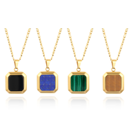 Collier pour homme plaqué or de haute qualité avec de nouveaux designs, pendentif en forme de cube de sucre, bijoux en pierres précieuses naturelles