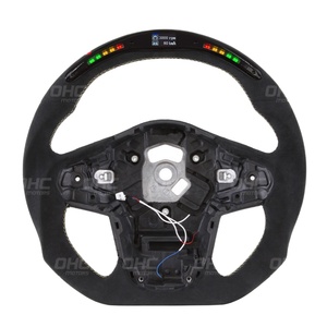 Volant en cuir en fibre de carbone de haute qualité, design sportif, ajustement parfait pour Toyota Supra, style course avec surpiqûres rouges - Product Image 1