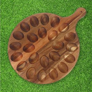 Soporte de huevos fijo seccionado de madera natural Bandeja de exhibición de bandeja de huevos de cocina de varios compartimentos - Product Image 4