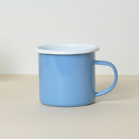 Tazas de esmalte de hierro de simplicidad clásica personalizadas Impresión corta pintada a mano con borde de plata inoxidable-como taza de regalo