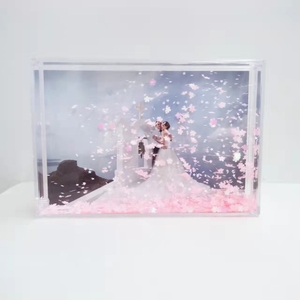 Cadre photo rectangulaire en acrylique de haute qualité pour photos aquatiques, avec paillettes roses, formats 4x6 et 6 pouces - Product Image 2