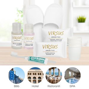 Kit de Amenidades Virsus con Champú, Jabón para Cuidado Íntimo, Gorro de Ducha, Pasta de Dientes y Vasos para Uso en Baños de Hotel - Product Image 5