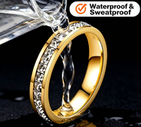 Bague de mariage unisexe en acier inoxydable et titane, style Ins, luxe léger français, avec zircon étoilé, couleur or rose, résistante au ternissement