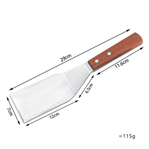 Spatule DF30 en acier inoxydable avec manche en bois 36 cm, outil de cuisine durable pour la cuisson et la grillade - Product Image 6