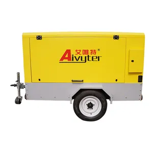 Preço barato 310 Cfm 8 Bar Jackhammer Rotary Diesel Engine Portable Screw Air Compressor Preço para Engenharia de Perfuração