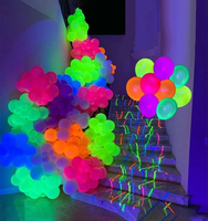 50 ballons néon réutilisables, 6 couleurs, impression fluorescente UV, décorations de fête durables pour anniversaire, Noël, Pâques, Diwali