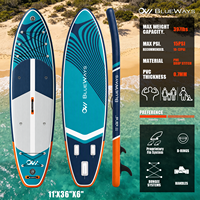 Vente flash : SUP gonflable extra large de 11' x 36'', bleu marine, planche à pagaie Wave Paddle Board V Logo, kit complet tout usage