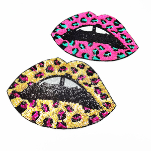 Tùy Chỉnh báo in miệng thiết kế sequin thêu môi sắt trên các bản vá lỗi thêu vá cho quần áo - Product Image 1